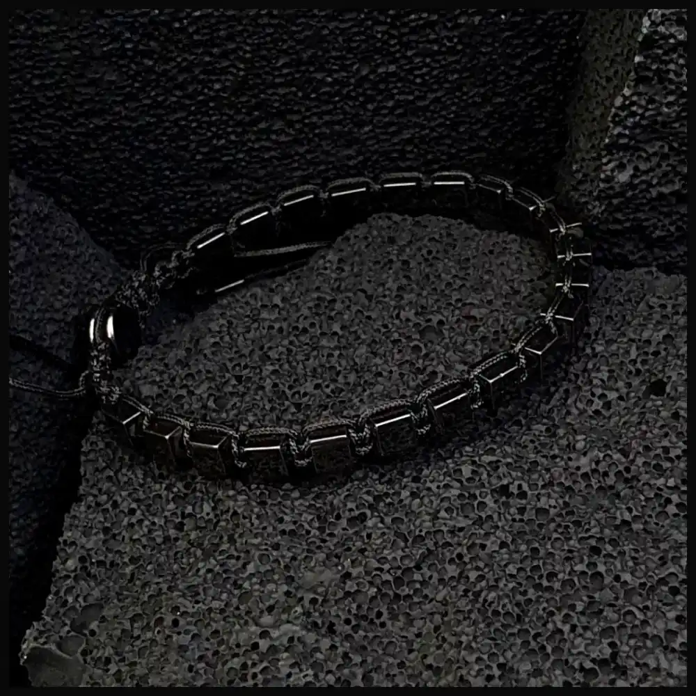 Hematit Gri Küp Ayarlanabilir Bileklik