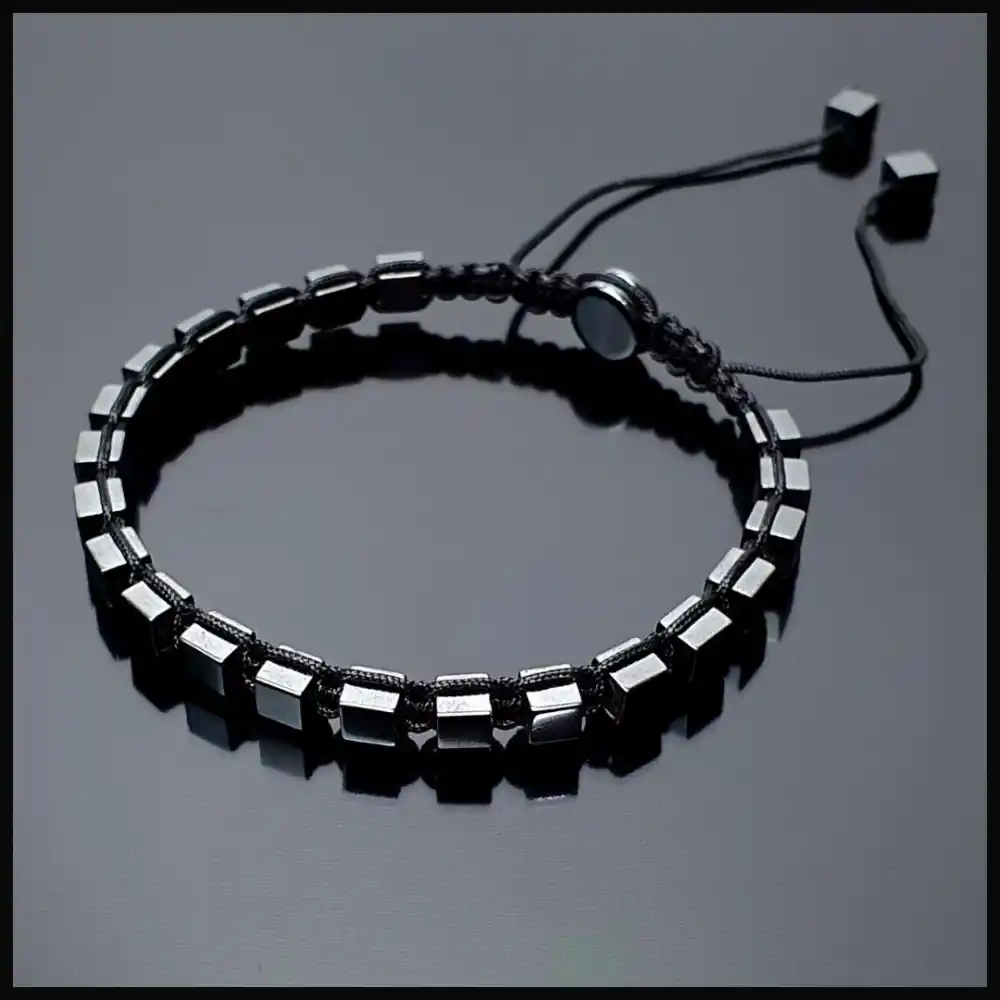 Hematit Gri Küp Ayarlanabilir Bileklik