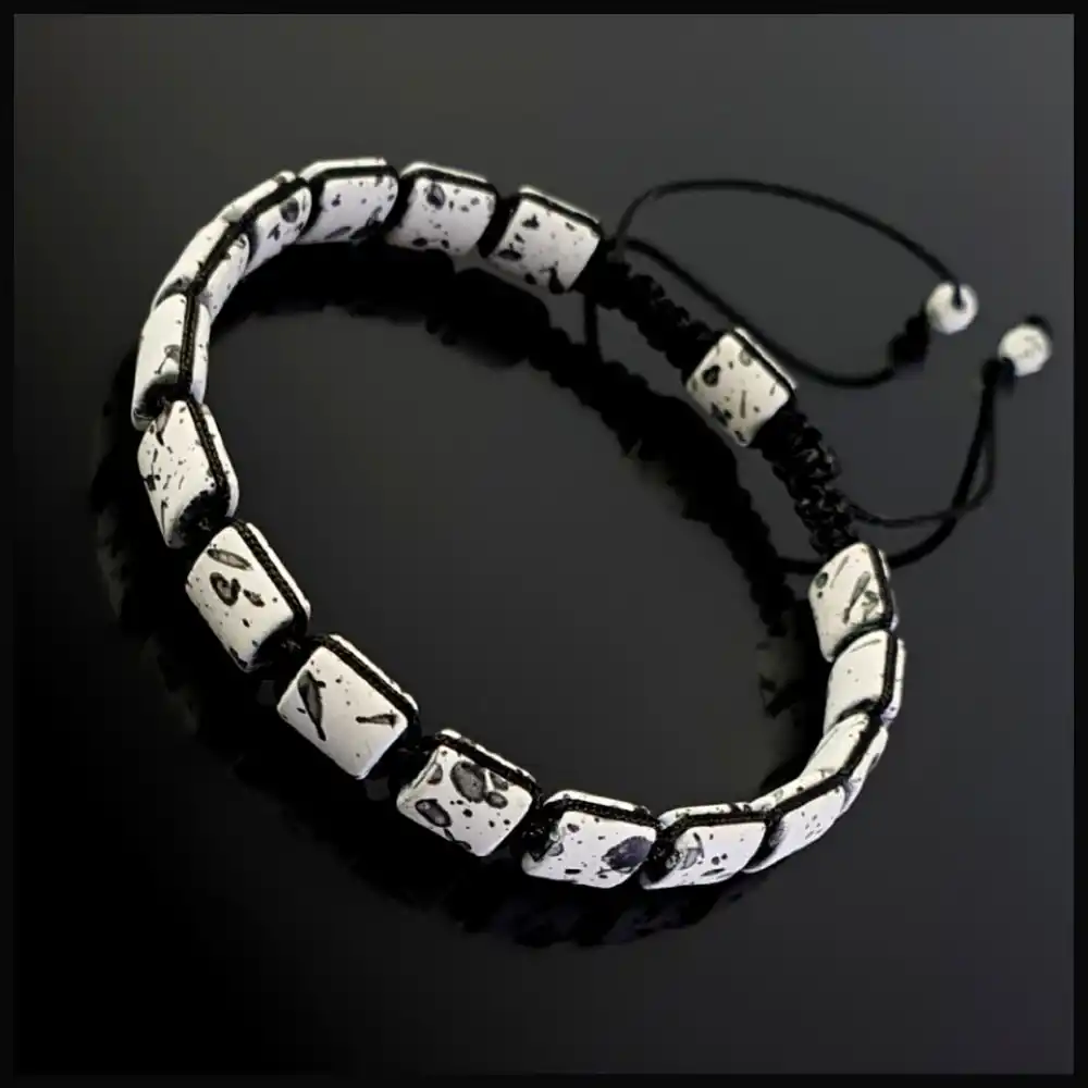 Hematit Soft Kaplama Beyaz Ayarlanabilir Bileklik