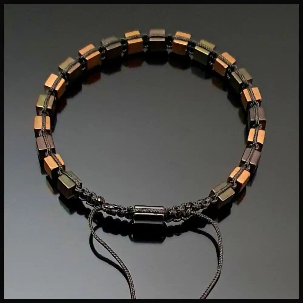 Hematit Kahve Bakır Küp Ayarlanabilir Bileklik