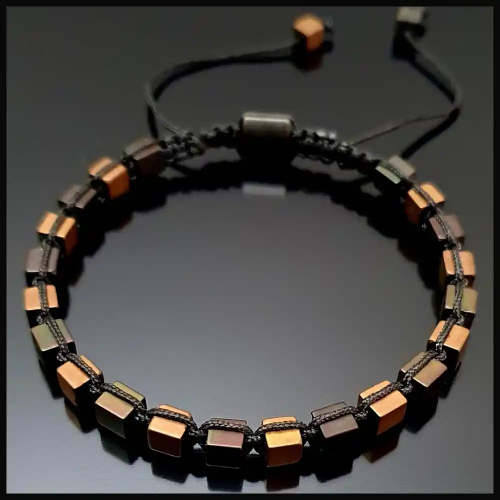 Hematit Kahve Bakır Küp Ayarlanabilir Bileklik
