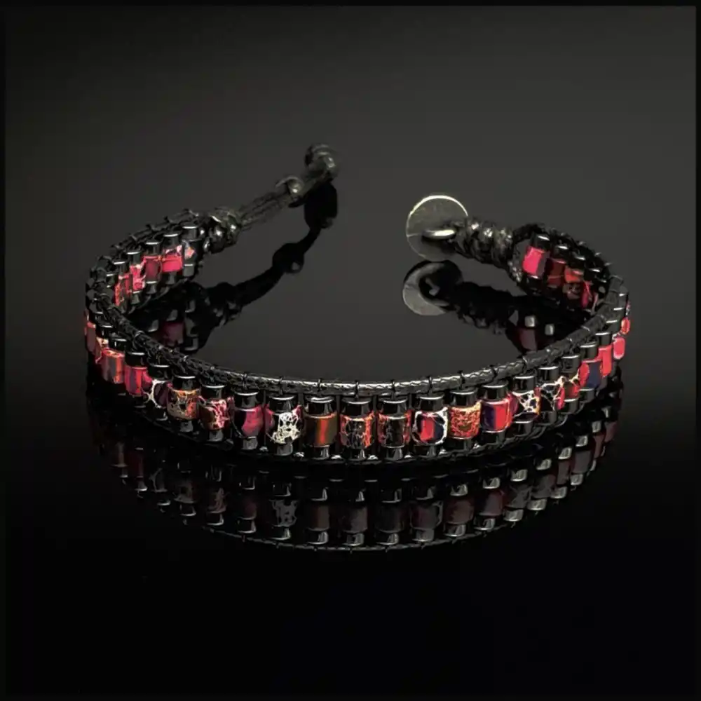 Kırmızı ve Pembe Varisli Turkuaz Taşı Bileklik