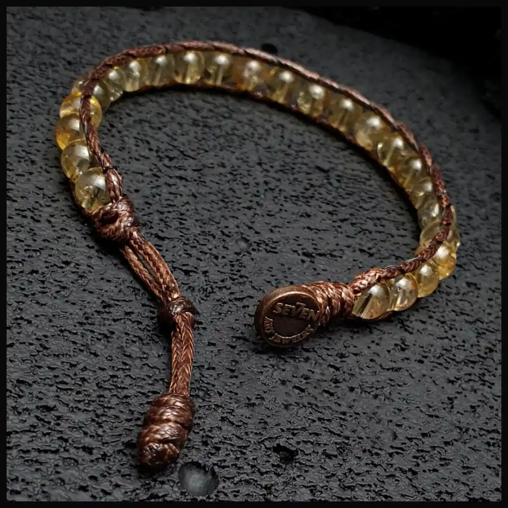 Sitrin Taşı Tek Sıra Bohem Bileklik