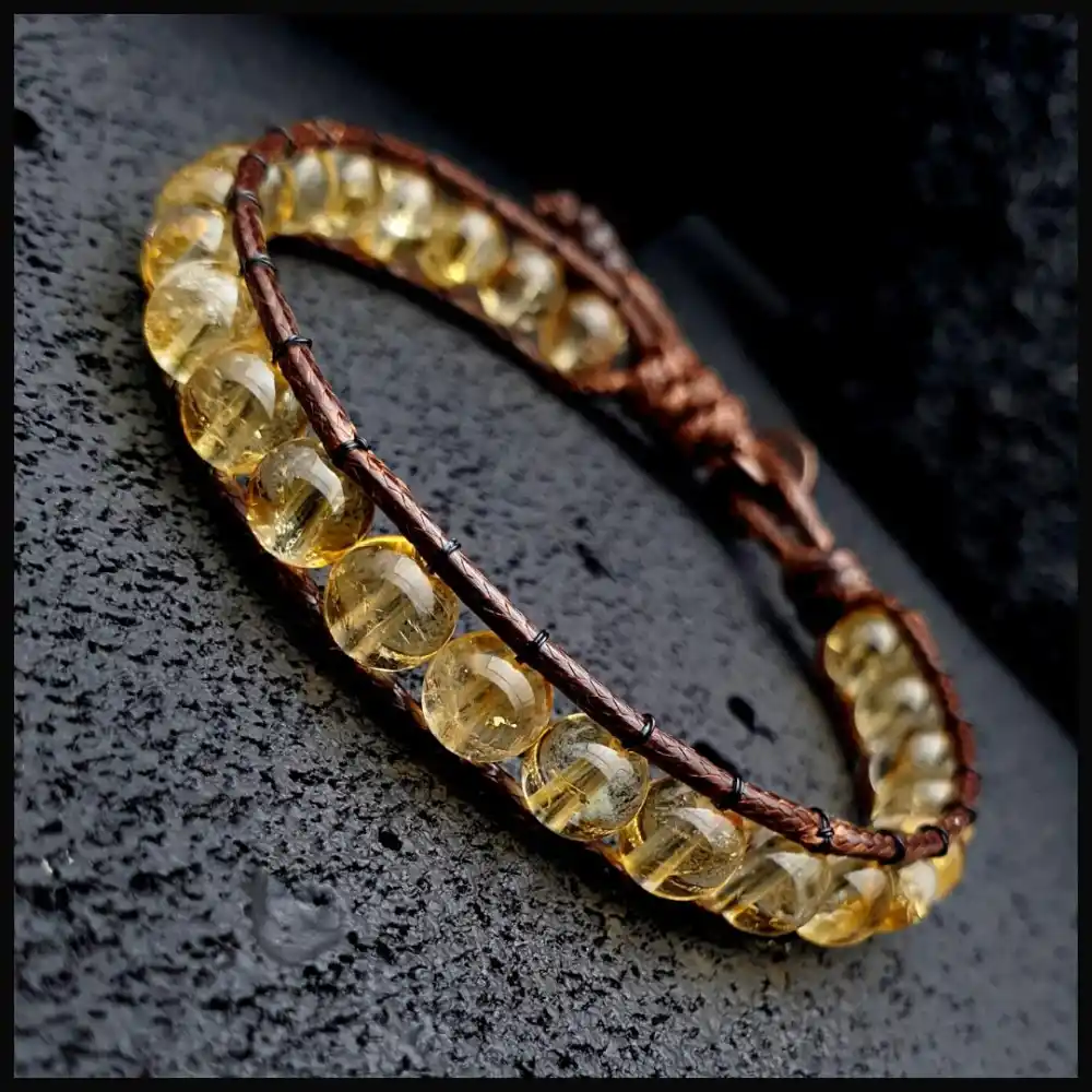 Sitrin Taşı Tek Sıra Bohem Bileklik