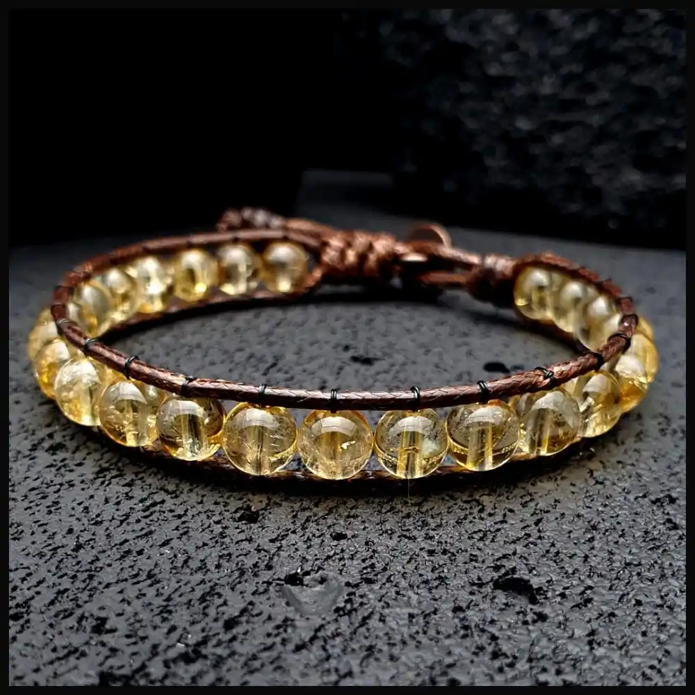 Sitrin Taşı Tek Sıra Bohem Bileklik