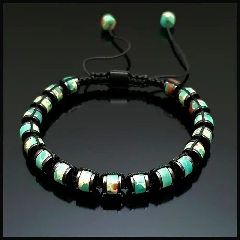 Yeşil Varisit Taşı Ayarlanabilir Bileklik