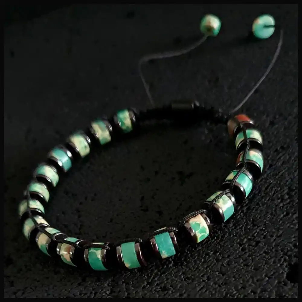 Yeşil Varisit Taşı Ayarlanabilir Bileklik