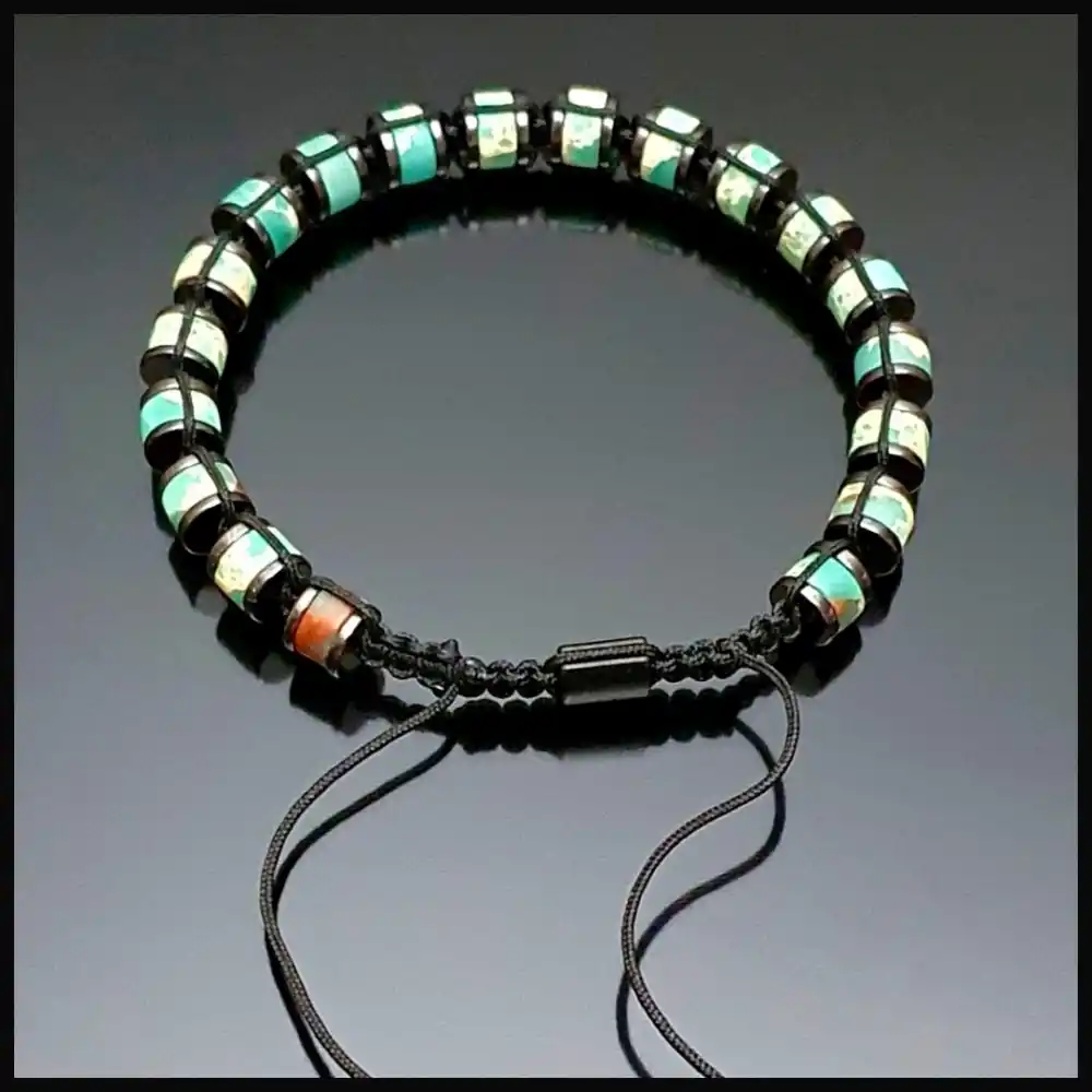 Yeşil Varisit Taşı Ayarlanabilir Bileklik