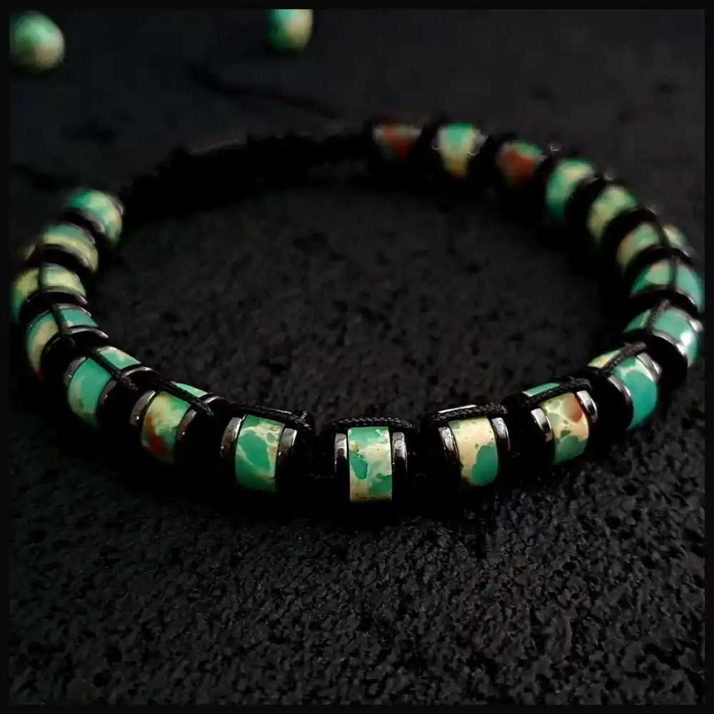 Yeşil Varisit Taşı Ayarlanabilir Bileklik