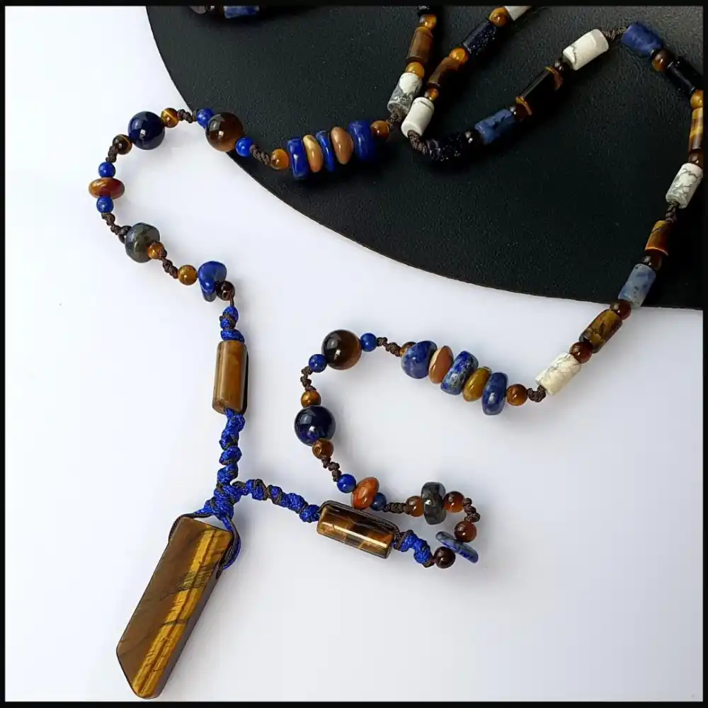 Kaplan Gözü Uçlu Bohem Kolye