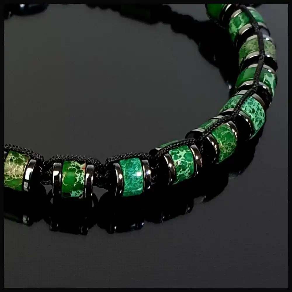 Yeşil Varisli Turkuaz Ayarlanabilir Bileklik