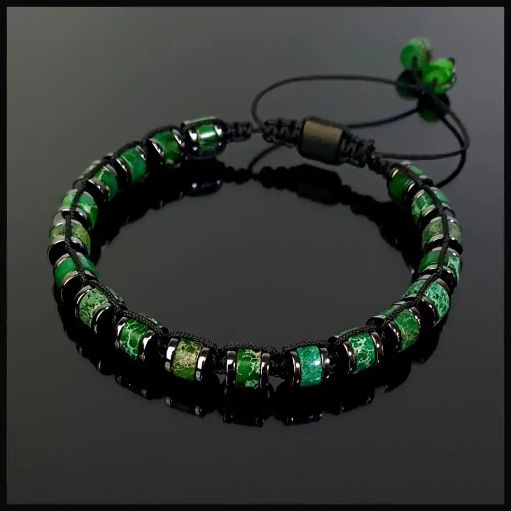 Yeşil Varisli Turkuaz Ayarlanabilir Bileklik