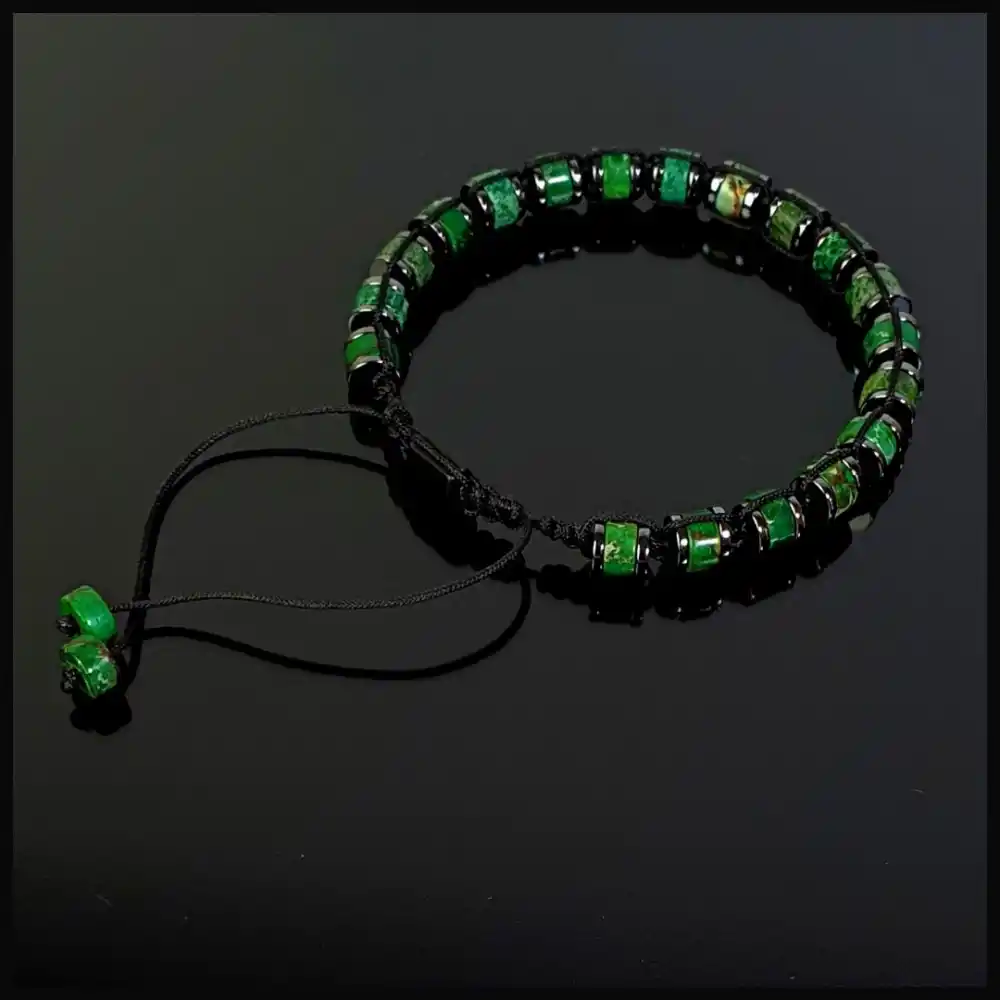 Yeşil Varisli Turkuaz Ayarlanabilir Bileklik