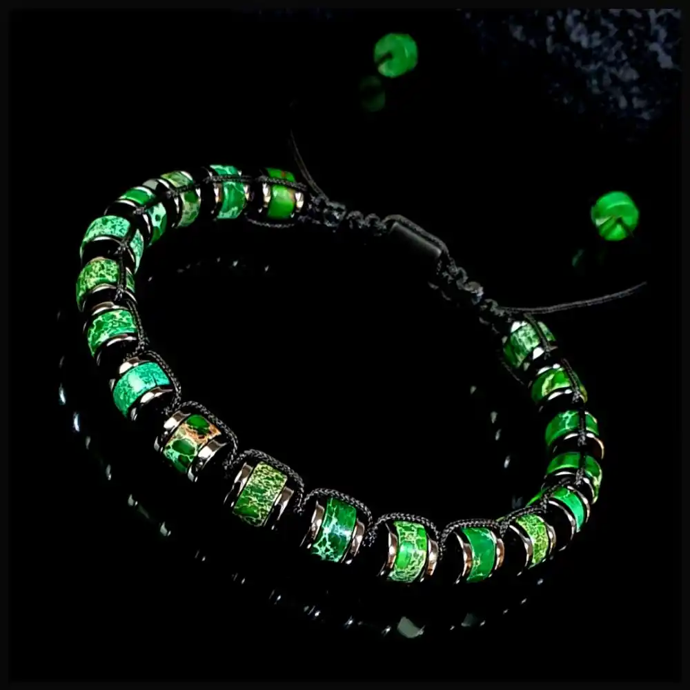 Yeşil Varisli Turkuaz Ayarlanabilir Bileklik