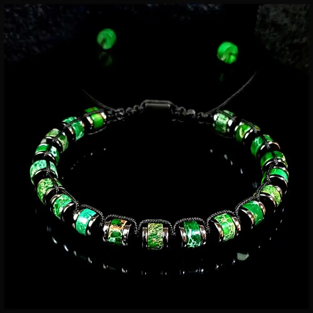 Yeşil Varisli Turkuaz Ayarlanabilir Bileklik