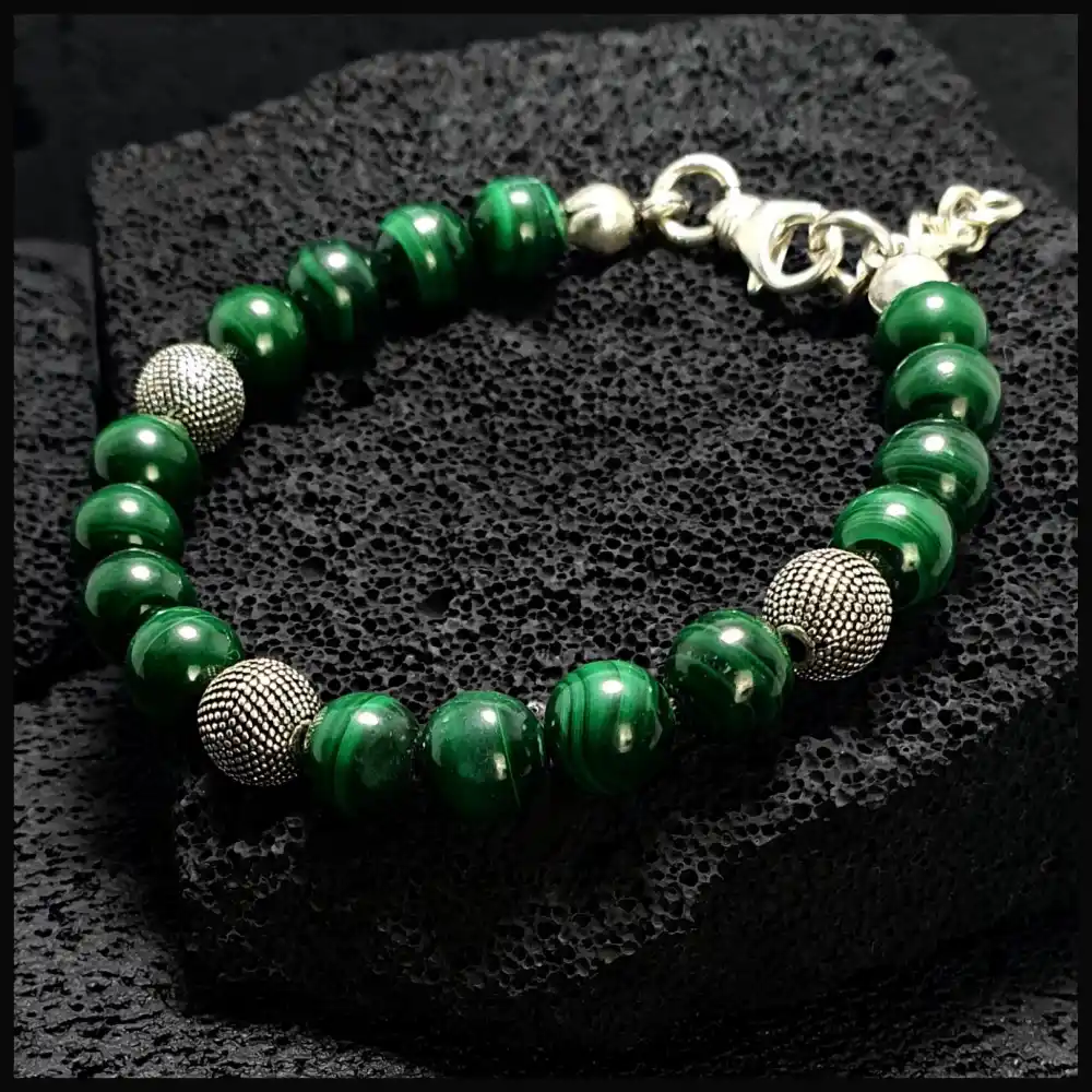 Malakit (Malahit) Gümüş Bileklik