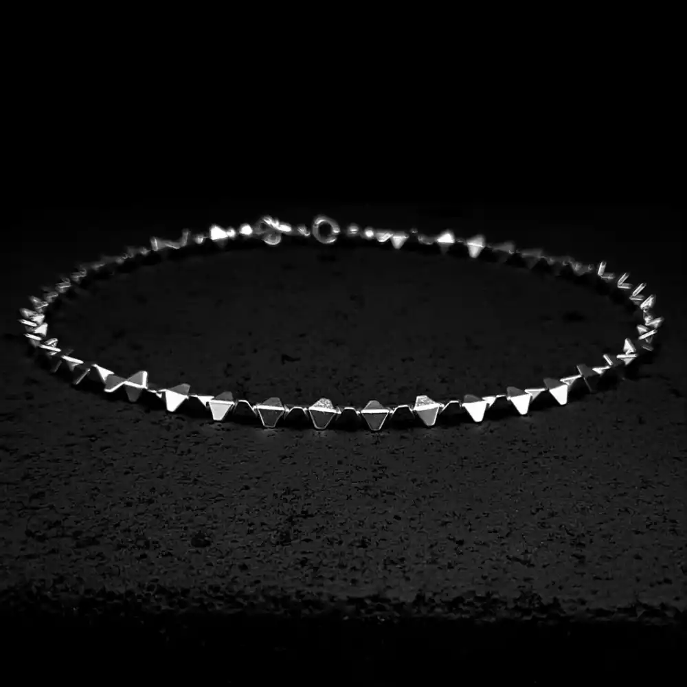 Hematit Taşı Gümüş Choker Kolye