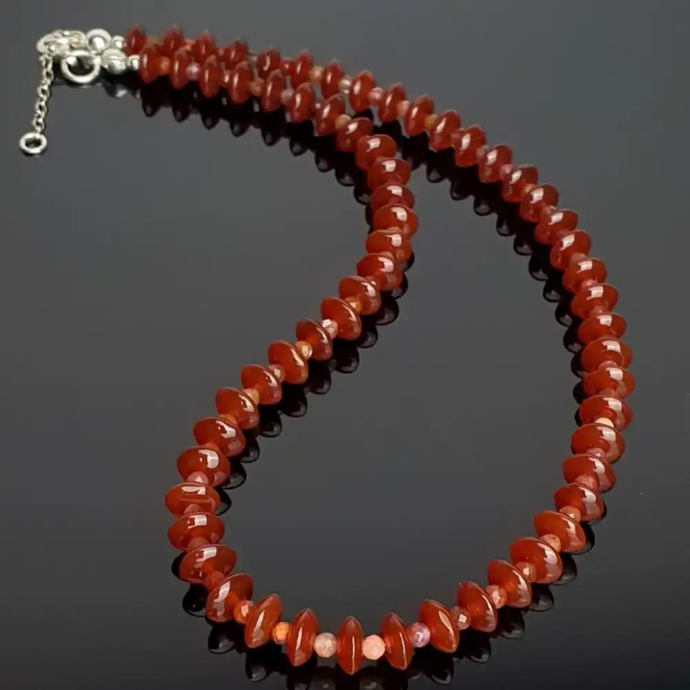 Kırmızı Akik Gümüş Kolye