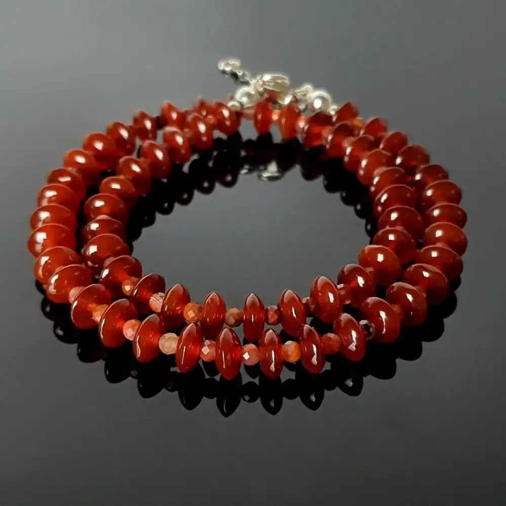 Kırmızı Akik Gümüş Kolye