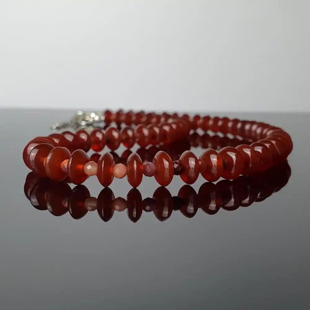 Kırmızı Akik Gümüş Kolye