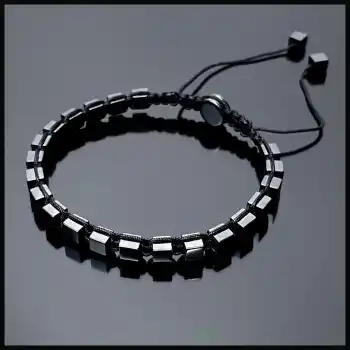 Hematit Gri Küp Ayarlanabilir Bileklik