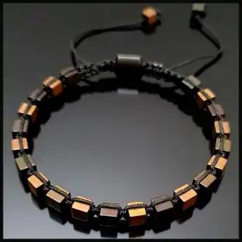 Hematit Kahve Bakır Küp Ayarlanabilir Bileklik