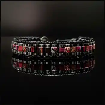 Kırmızı ve Pembe Varisli Turkuaz Taşı Bileklik