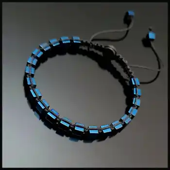 Hematit Mavi Küp Ayarlanabilir Bileklik