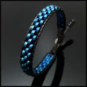 Hematit Taşı Mavi Hasır Bileklik