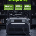 GoboEnergy P3200 2048Wh LiFePO4 3200W Max. Taşınabilir Güç İstasyonu,Güç Kaynağı