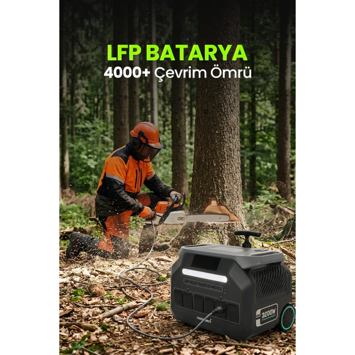GoboEnergy P3200 2048Wh LiFePO4 3200W Max. Taşınabilir Güç İstasyonu,Güç Kaynağı