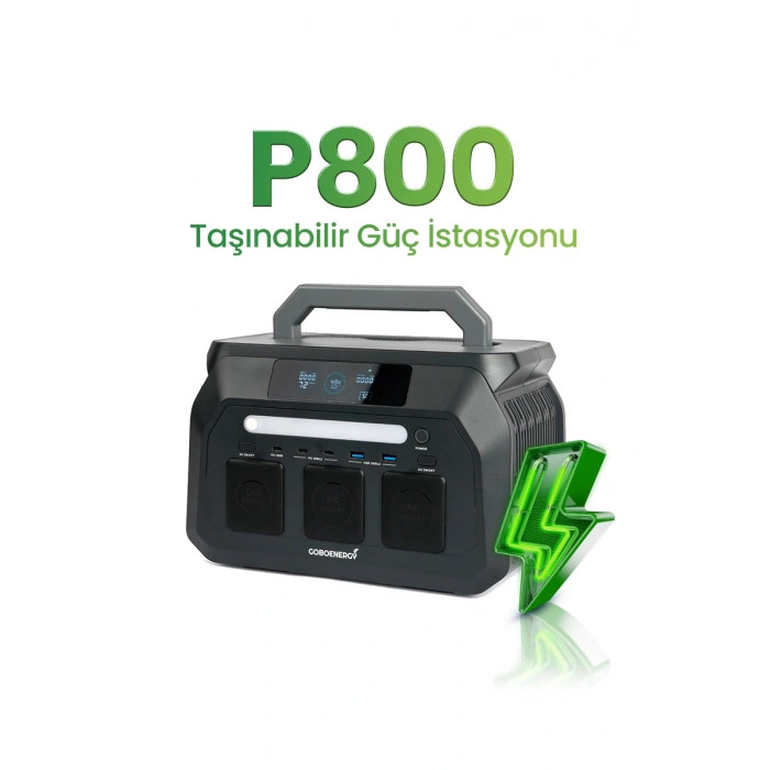 GoboEnergy P800 512Wh LiFePO4 800W Max. Taşınabilir Güç İstasyonu,Güç Kaynağı