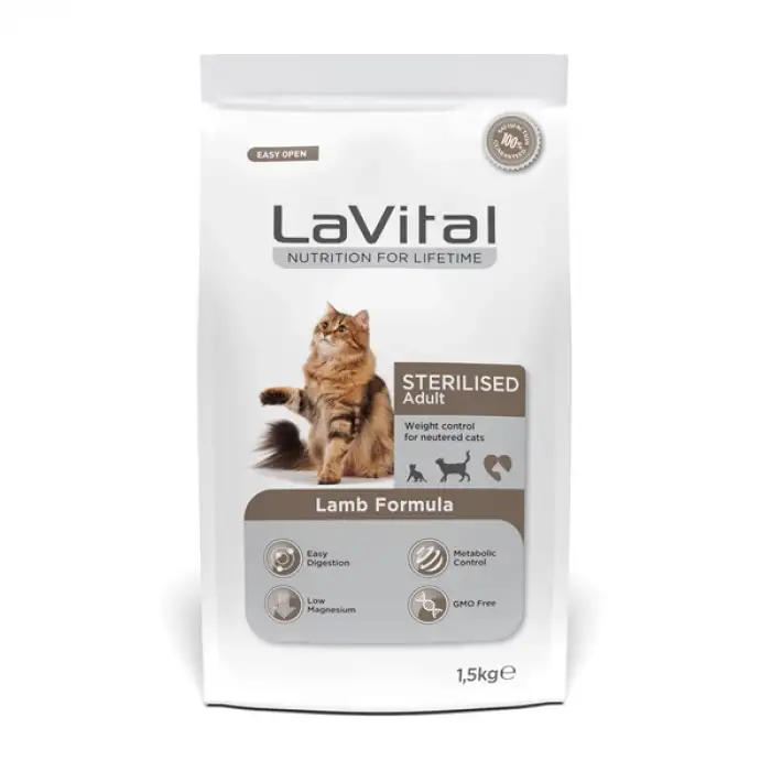 LaVital Kısırlaştırılmış Kedi Maması Kuzu Etli 1.5 Kg