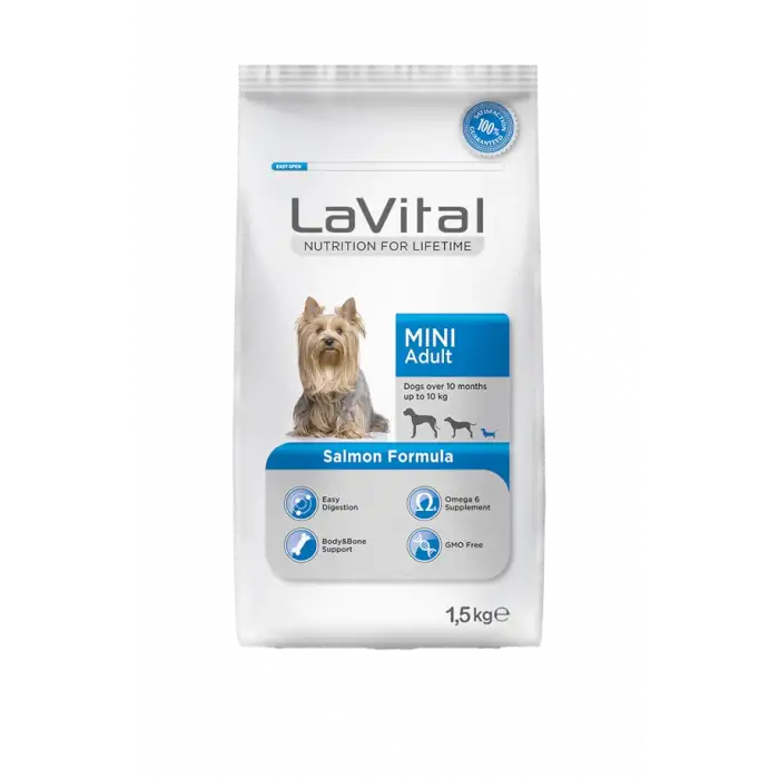 LaVital Küçük Irk Yetişkin Kuru Köpek Maması Somonlu 1,5KG