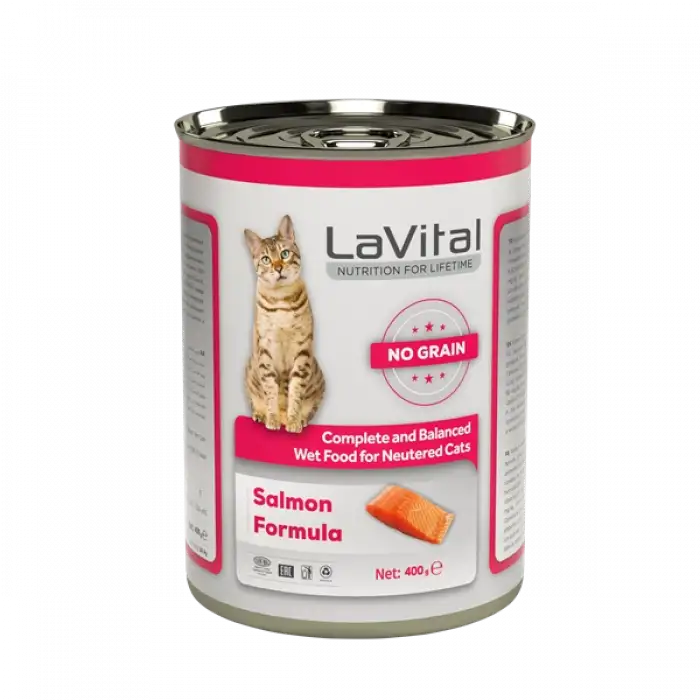 LaVital Tahılsız Kısırlaştırılmış Yaş Kedi Maması Ezme Somonlu 400GR