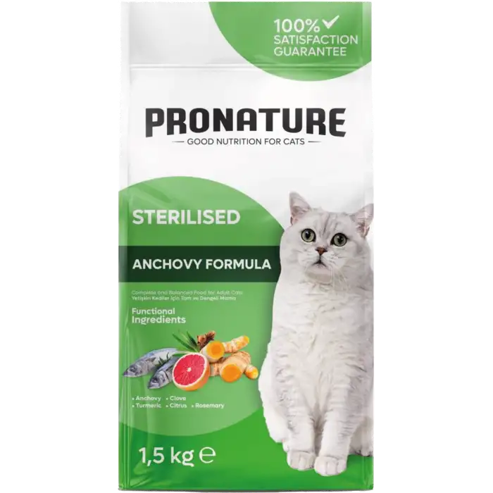 Pronature Kısırlaştırılmış Kedi Maması Hamsili 10 Kg