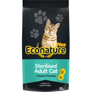Econature Plus Kısırlaştırılmış Kuru Kedi Maması Tavuk Etli 15KG