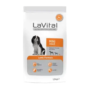 LaVital Küçük Irk Yetişkin Kuru Köpek Maması Kuzu Etli 1,5KG
