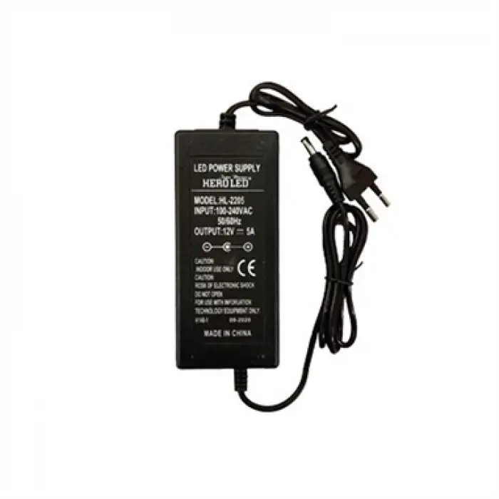 12V 5A Plastik Kasa Masaüstü Adaptör İki Ucu Kablolu