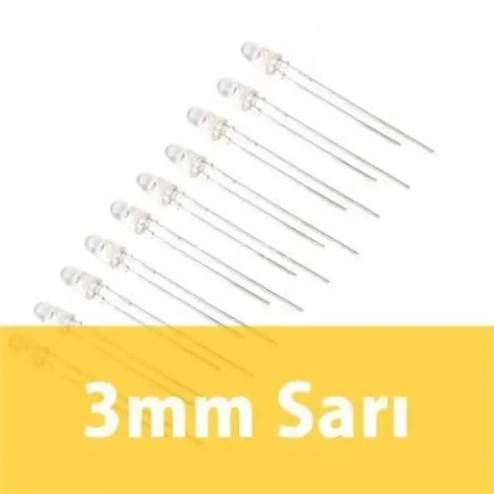 3mm Şeffaf Sarı Diyot LED