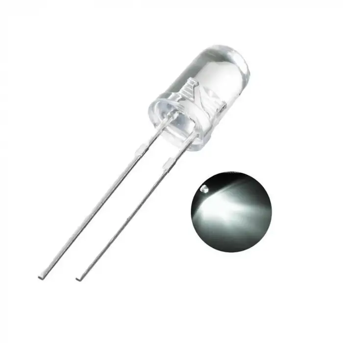 Beyaz Flaşör 2 Bacaklı LED 5mm