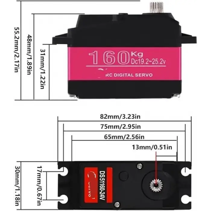 DSSERVO DS51160 24v 160kg Servo Motor - 180 Derece