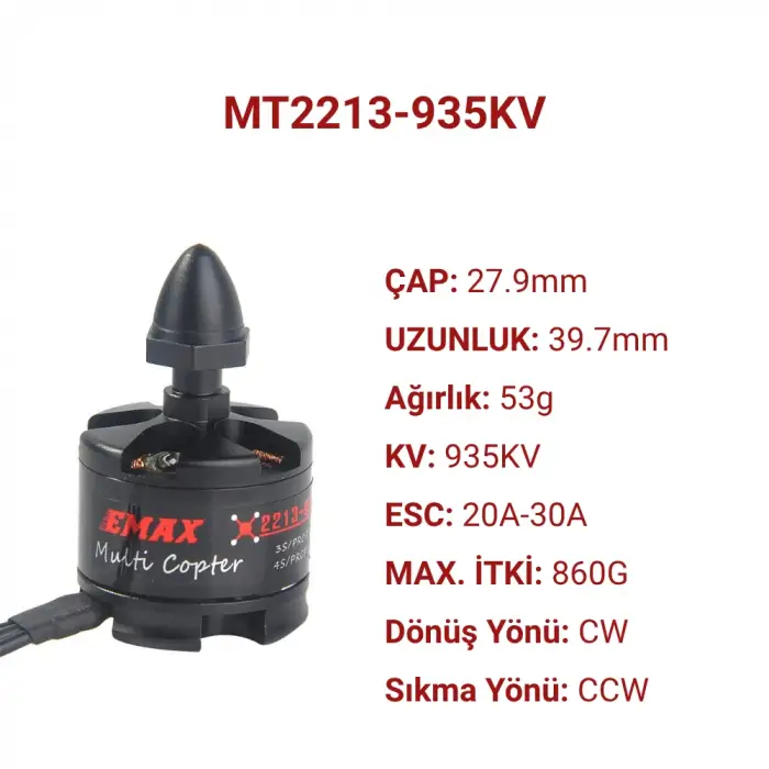 Emax MT2213 Fırçasız Drone Motoru - 935KV CW Brus