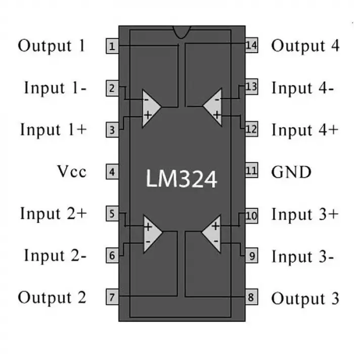 LM324N 5mV 5mA OpAmp Entegresi DIP14