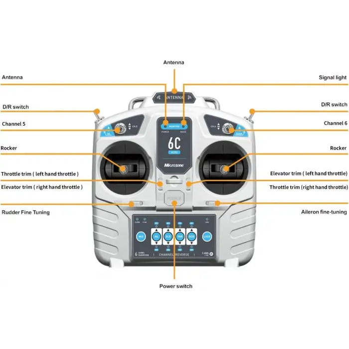 Microzone MC6C 2.4GHZ 6 Kanal Alıcı-Verici Drone Kumandası