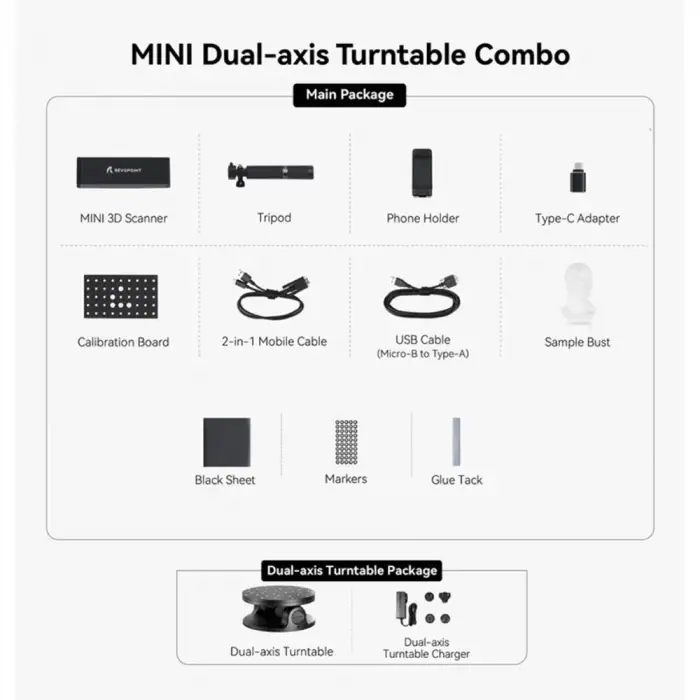 Revopoint Mini Dual-Axis Turntable Combo 3D Tarayıcı