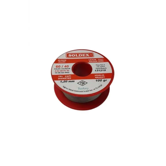 Soldex 100g 1,2mm Lehim Teli (%60 Kalay / %40 Kurşun)