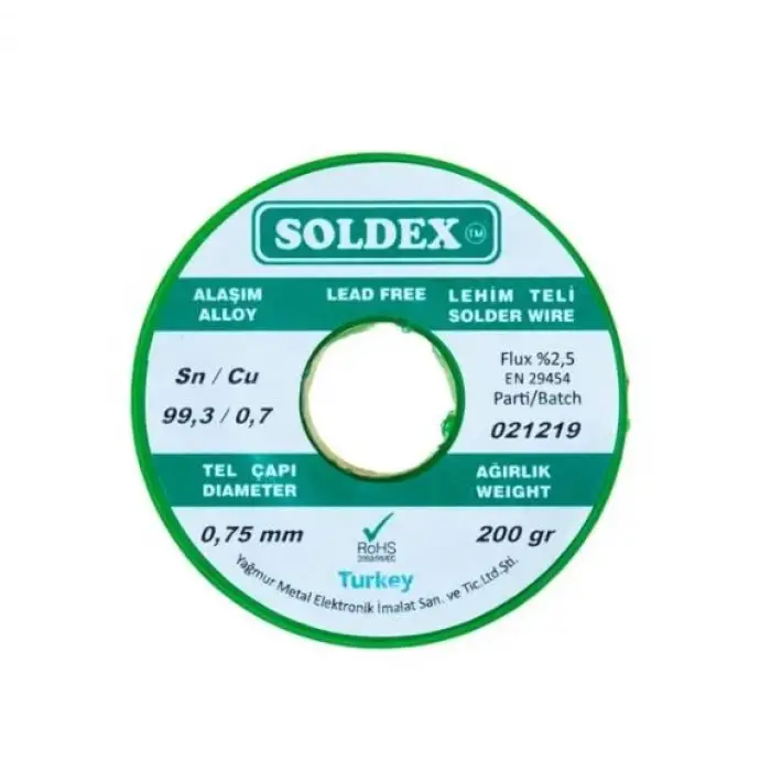 Soldex Kurşunsuz Lehim Teli 0,75mm 200gr