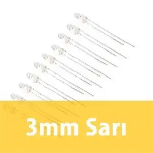 3mm Şeffaf Sarı Diyot LED
