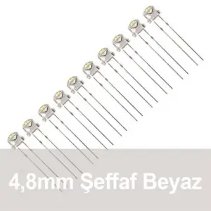 4.8mm Şeffaf Beyaz Mantar LED